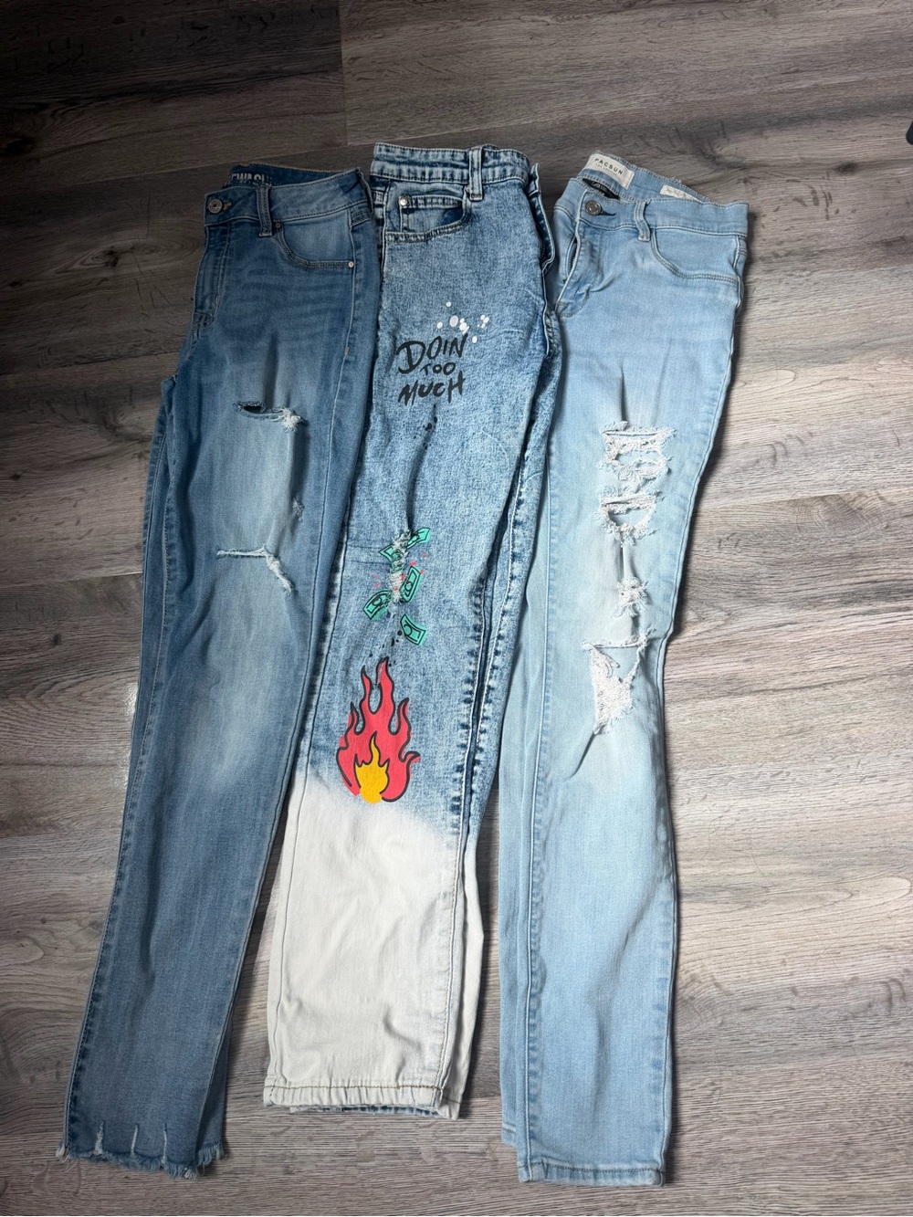 3 Jeans Bundle PacSun + Rewash + Streetwear Paint Design